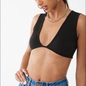 Low Cute Sleeveless Crop Top Black